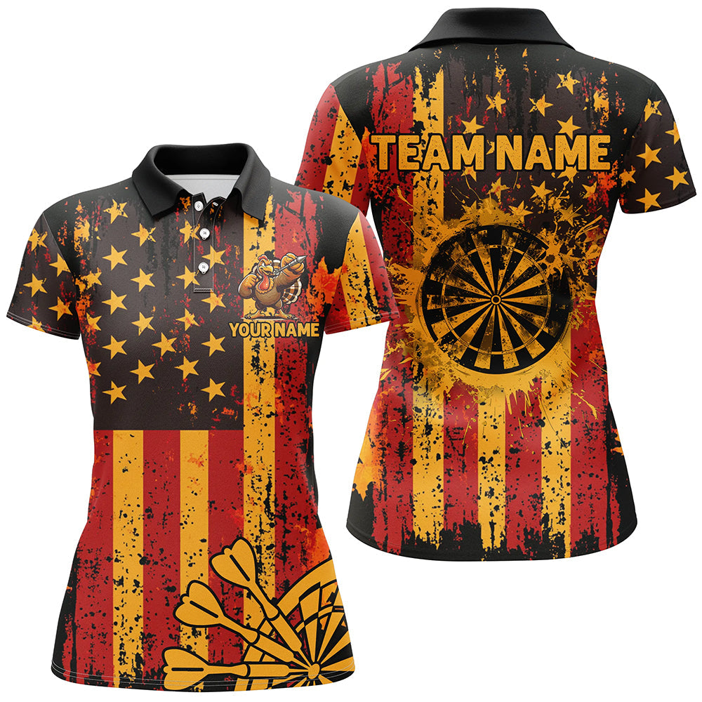 Custom Autumn Grunge Us Flag Patriotic Dart, Thanksgiving Retro Darts Team