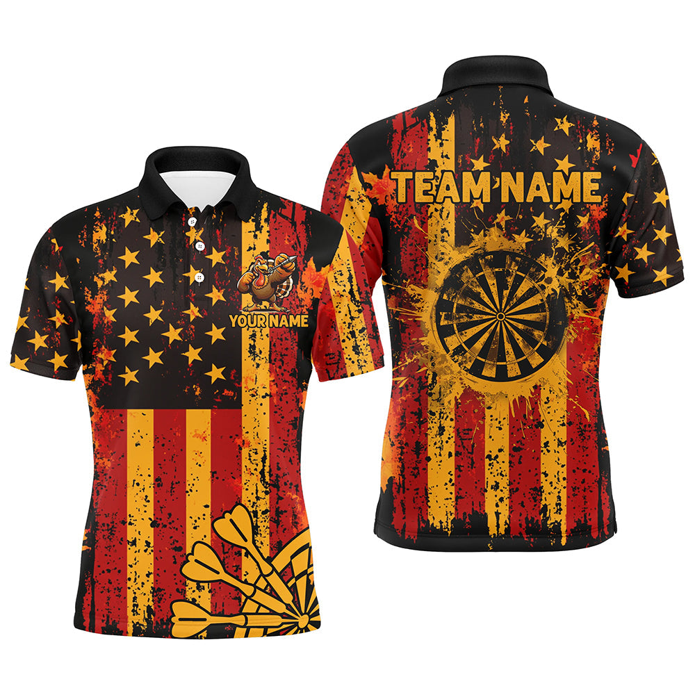 Custom Autumn Grunge Us Flag Patriotic Dart, Thanksgiving Retro Darts Team