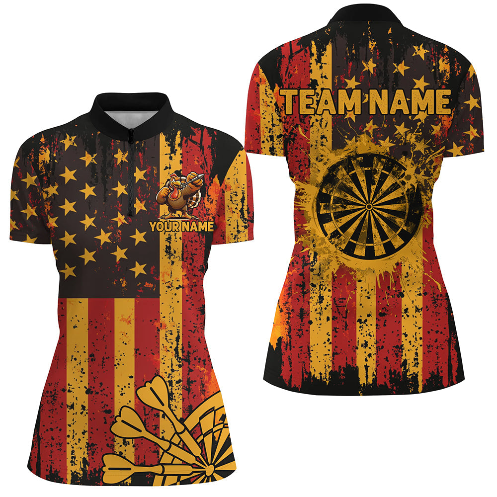 Custom Autumn Grunge Us Flag Patriotic Dart, Thanksgiving Retro Darts Team