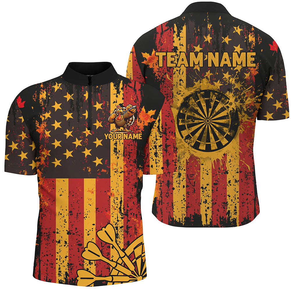 Custom Autumn Grunge Us Flag Patriotic Dart, Thanksgiving Retro Darts Team