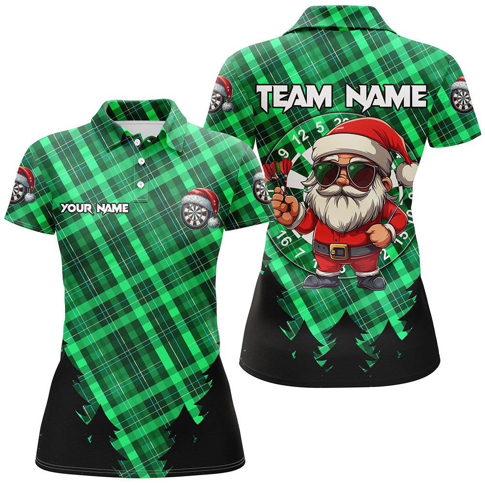 Funny Christmas Santa Custom Green Plaid Pattern Dart, Christmas Darts Outfit Gift