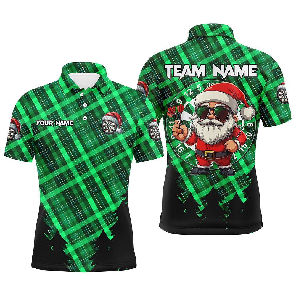 Funny Christmas Santa Custom Green Plaid Pattern Dart, Christmas Darts Outfit Gift