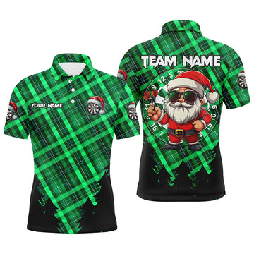 Funny Christmas Santa Custom Green Plaid Pattern Dart, Christmas Darts Outfit Gift