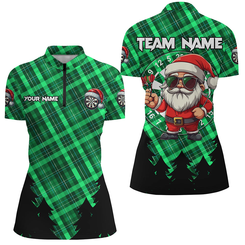 Funny Christmas Santa Custom Green Plaid Pattern Dart, Christmas Darts Outfit Gift