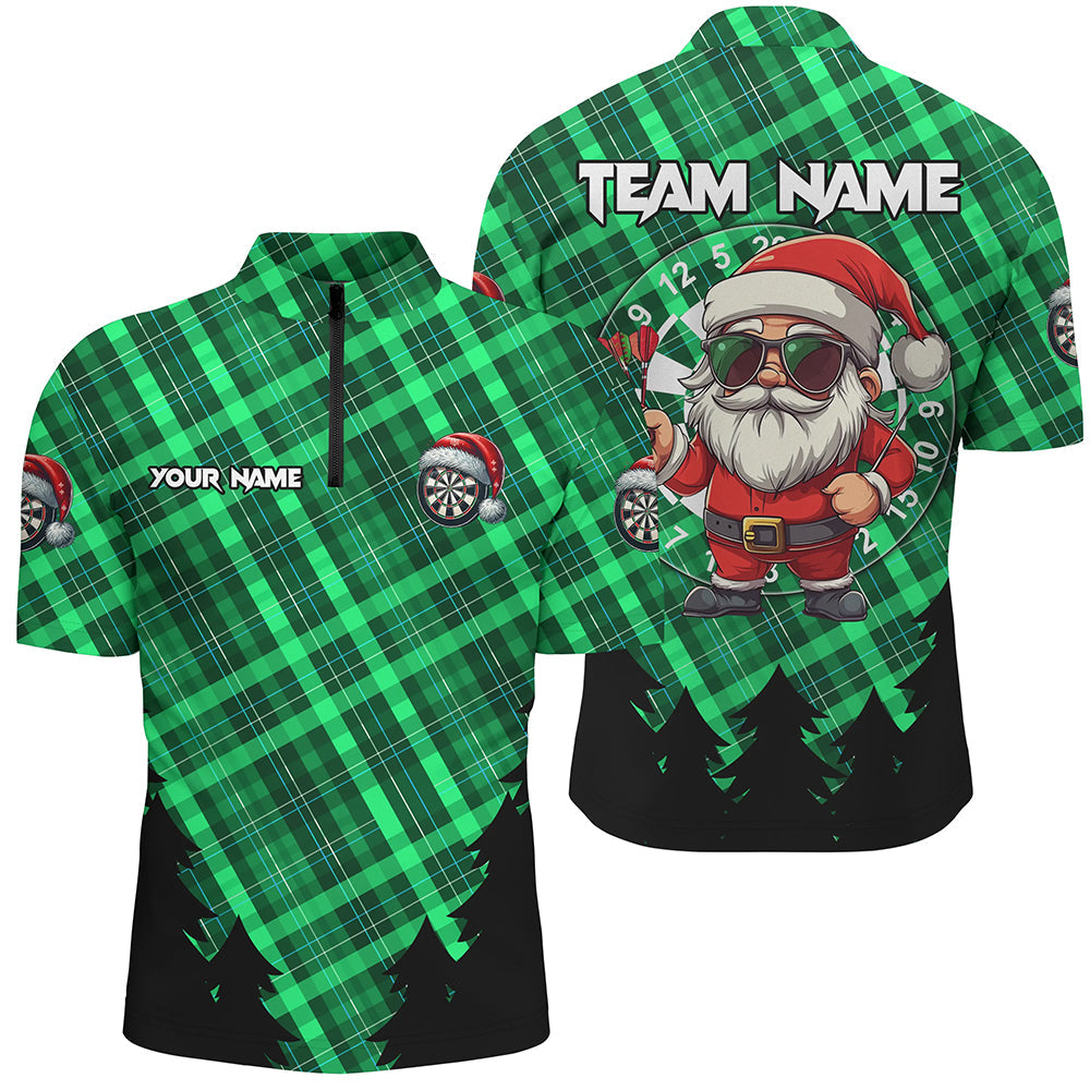 Funny Christmas Santa Custom Green Plaid Pattern Dart, Christmas Darts Outfit Gift