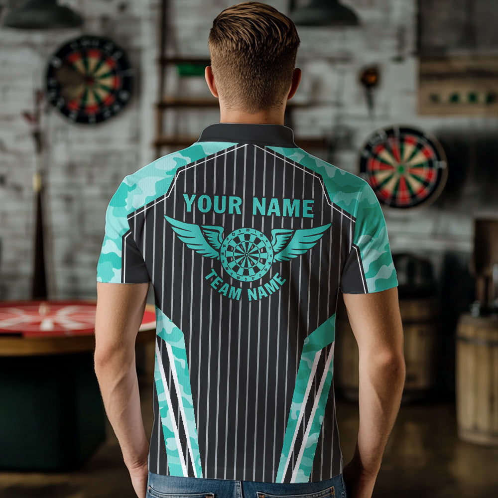 Turquoise Camo Dartboard Pulse Heartbeat Custom Men Dart, Funny Wings Cool Dart Team