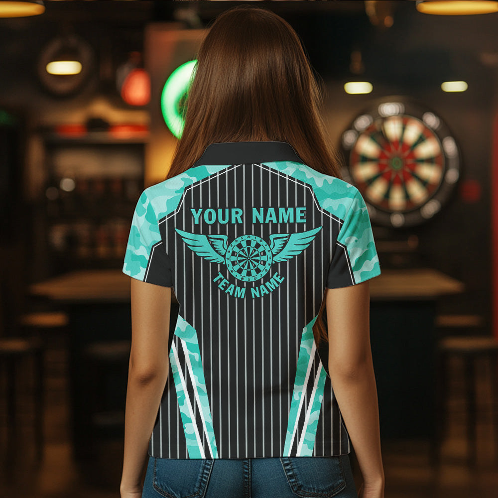 Turquoise Camo Dartboard Pulse Heartbeat Custom Men Dart, Funny Wings Cool Dart Team
