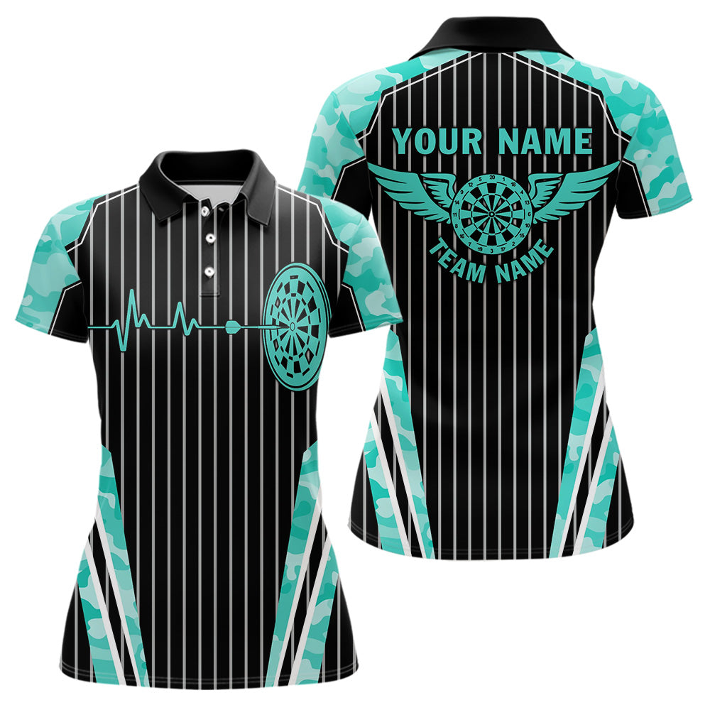 Turquoise Camo Dartboard Pulse Heartbeat Custom Men Dart, Funny Wings Cool Dart Team