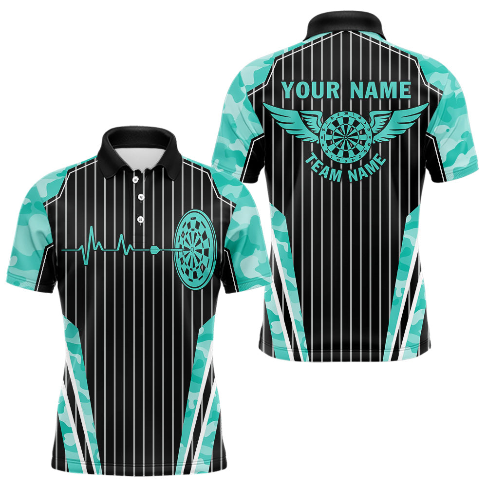 Turquoise Camo Dartboard Pulse Heartbeat Custom Men Dart, Funny Wings Cool Dart Team