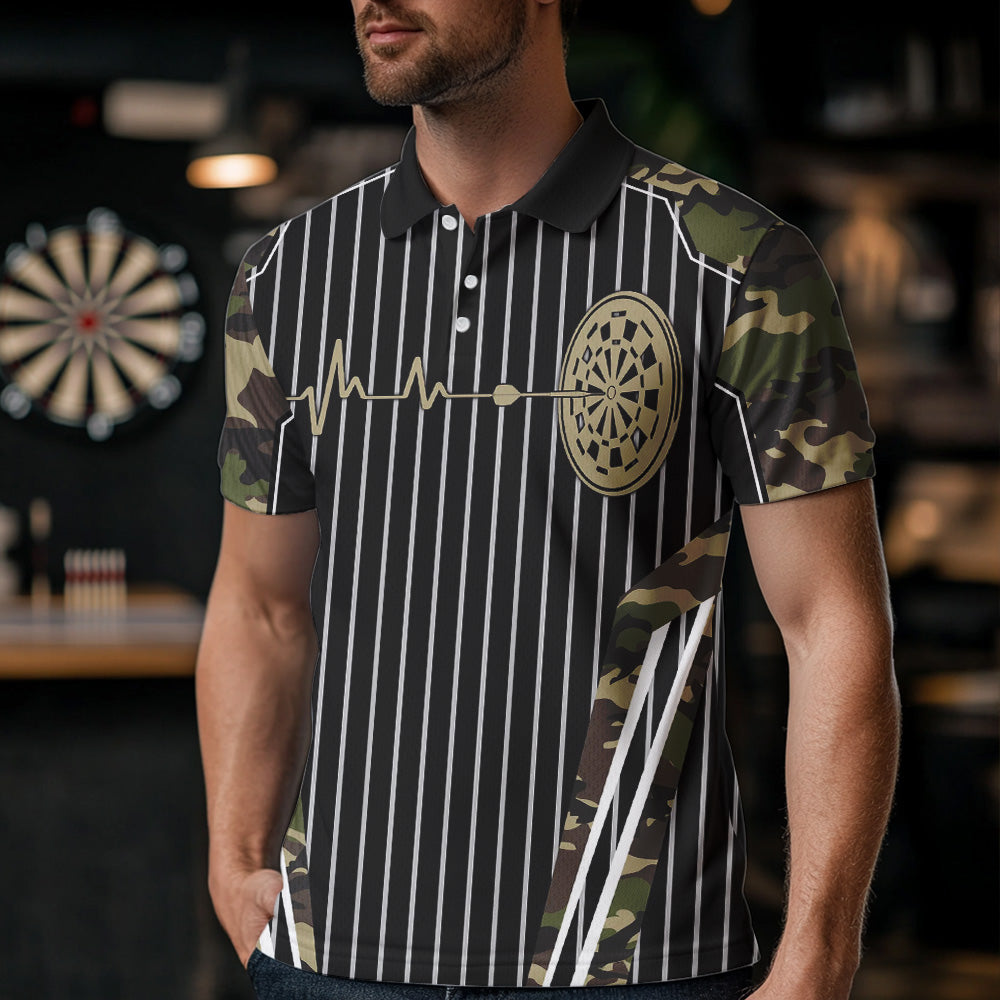 Green Camo Dartboard Pulse Heartbeat Custom Men Dart, Funny Wings Cool Dart Team