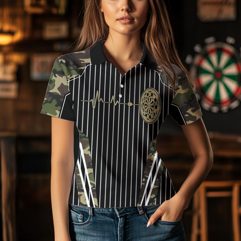 Green Camo Dartboard Pulse Heartbeat Custom Men Dart, Funny Wings Cool Dart Team
