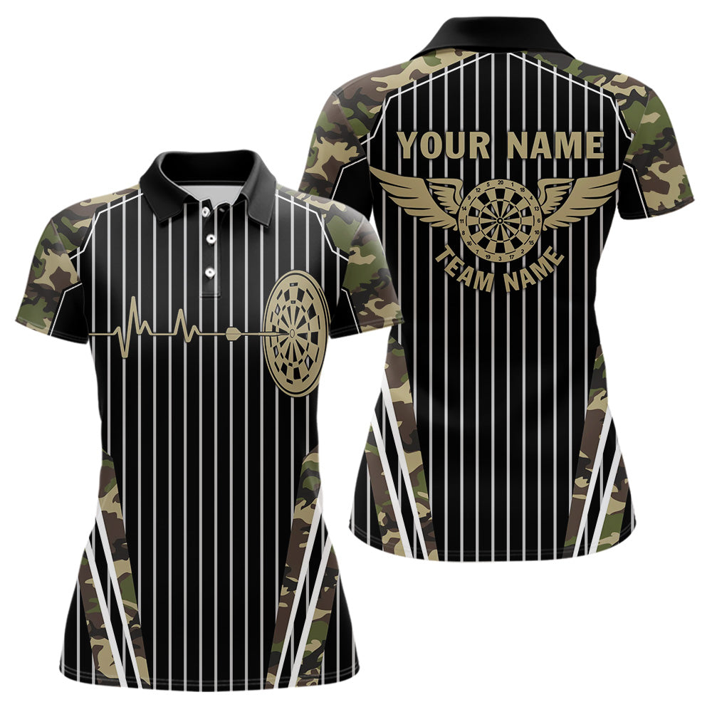 Green Camo Dartboard Pulse Heartbeat Custom Men Dart, Funny Wings Cool Dart Team