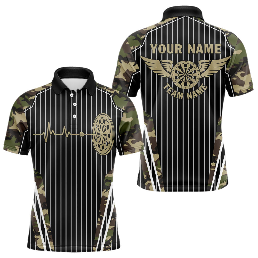 Green Camo Dartboard Pulse Heartbeat Custom Men Dart, Funny Wings Cool Dart Team