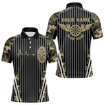 Green Camo Dartboard Pulse Heartbeat Custom Men Dart, Funny Wings Cool Dart Team