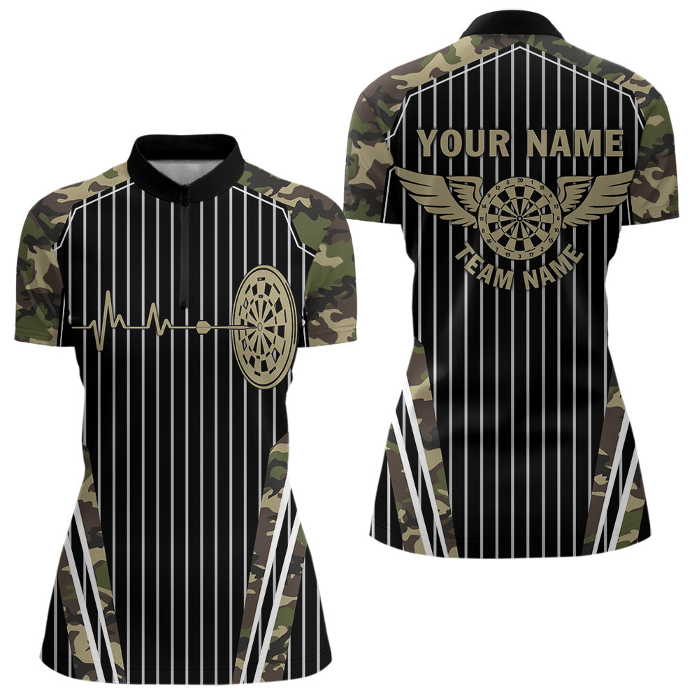 Green Camo Dartboard Pulse Heartbeat Custom Men Dart, Funny Wings Cool Dart Team