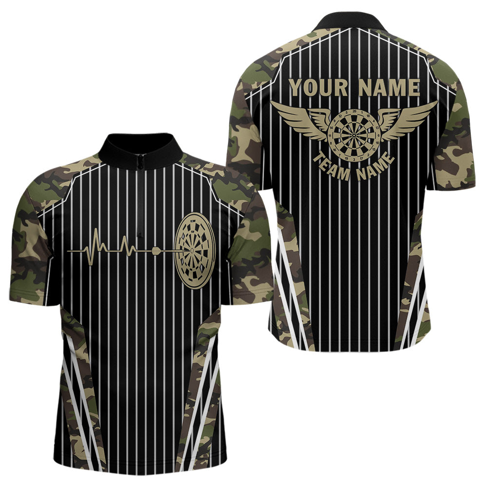 Green Camo Dartboard Pulse Heartbeat Custom Men Dart, Funny Wings Cool Dart Team