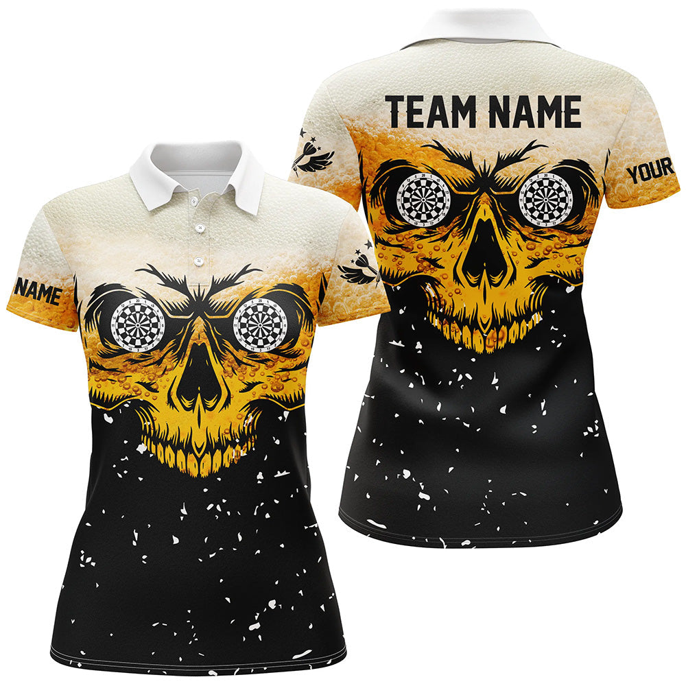 Custom Grunge Yellow Black Skull Darts Men Quarter-Zip, Team League Darts