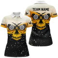 Custom Grunge Yellow Black Skull Darts Men Quarter-Zip, Team League Darts