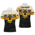 Custom Grunge Yellow Black Skull Darts Men Quarter-Zip, Team League Darts