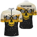 Custom Grunge Yellow Black Skull Darts Men Quarter-Zip, Team League Darts
