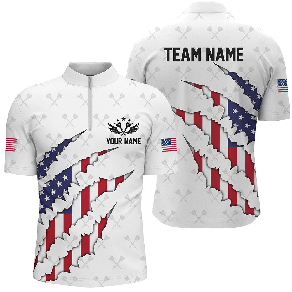 Personalized American Flag Darts Pattern and Quarter-Zip, Patriotic Darts