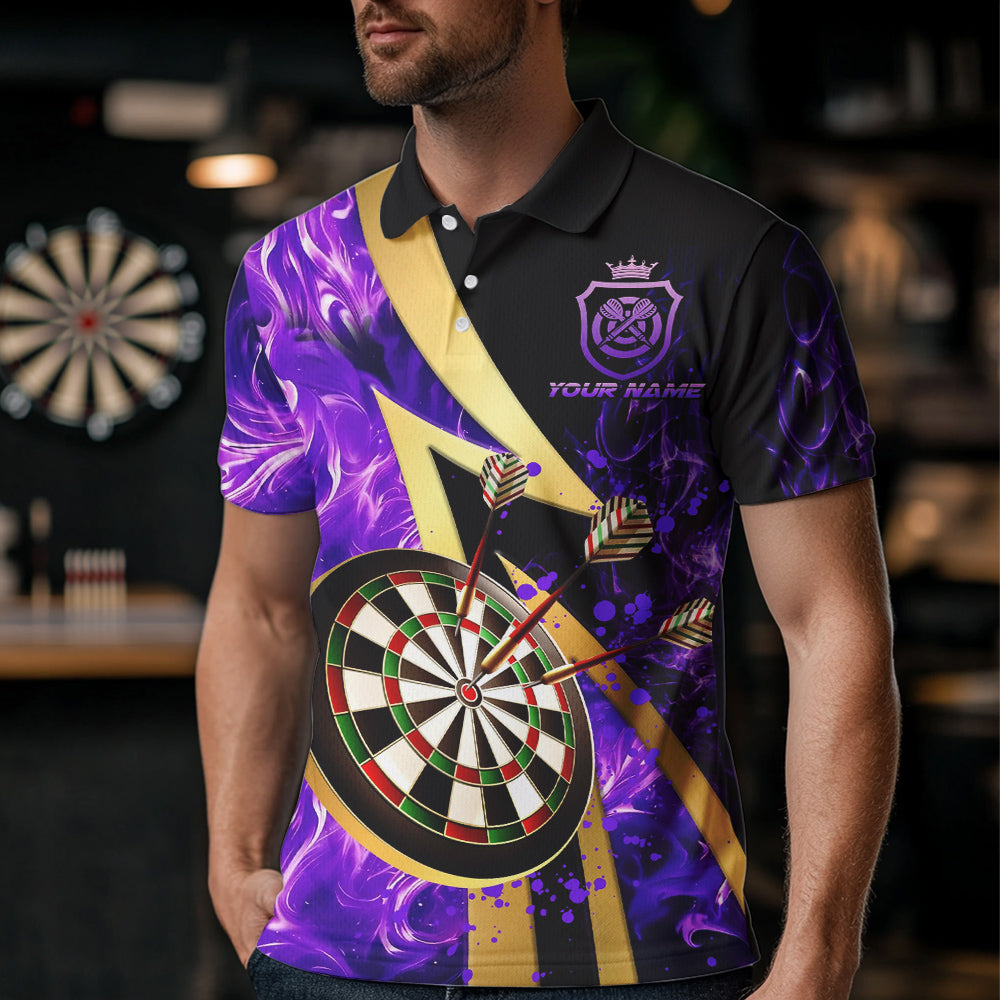 Personalized Purple And Gold Smoke Swirling Men Dart, Dart Team Custom Dart