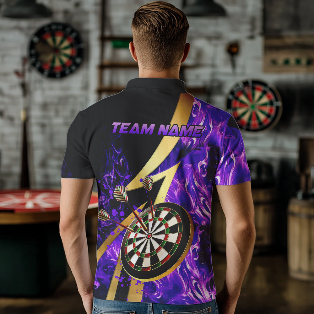 Personalized Purple And Gold Smoke Swirling Men Dart, Dart Team Custom Dart