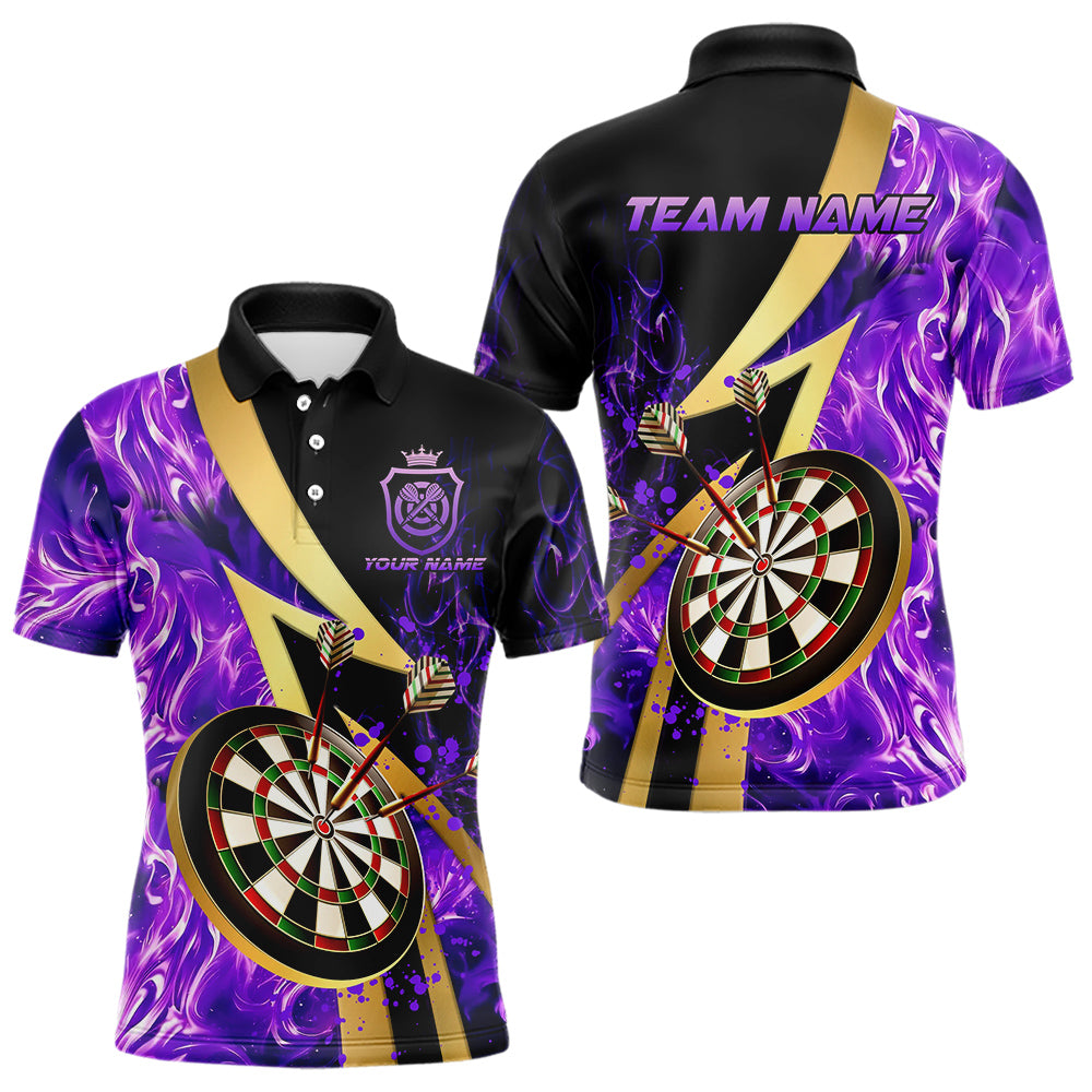 Personalized Purple And Gold Smoke Swirling Men Dart, Dart Team Custom Dart
