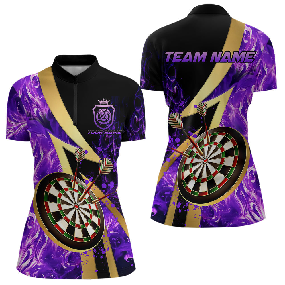 Personalized Purple And Gold Smoke Swirling Men Dart, Dart Team Custom Dart