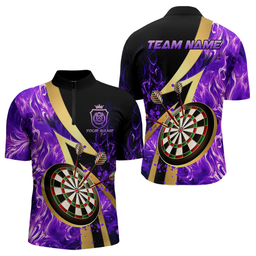 Personalized Purple And Gold Smoke Swirling Men Dart, Dart Team Custom Dart
