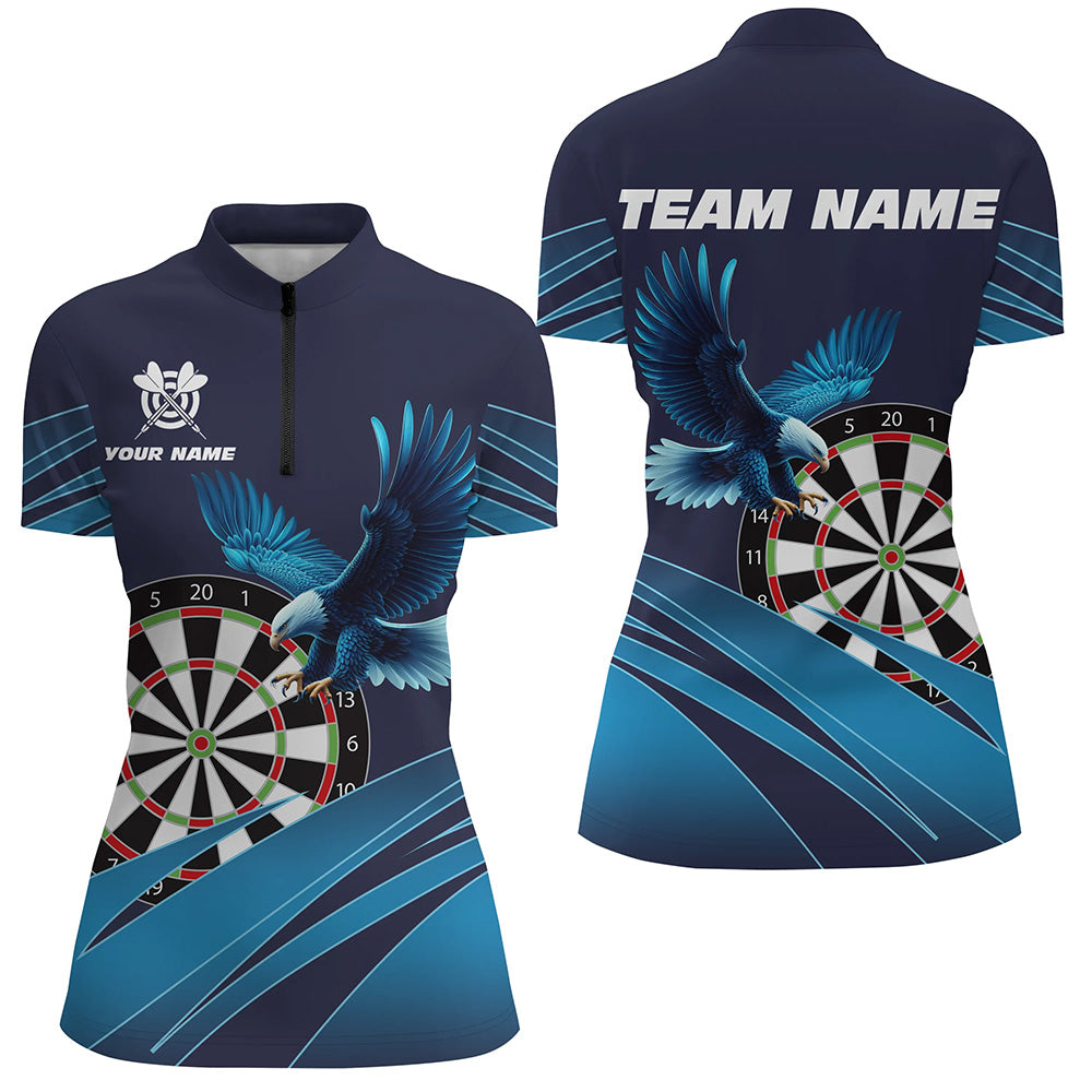 Personalized Darts Board Eagle Blue Darts Men Quarter-Zip Custom Darts Team
