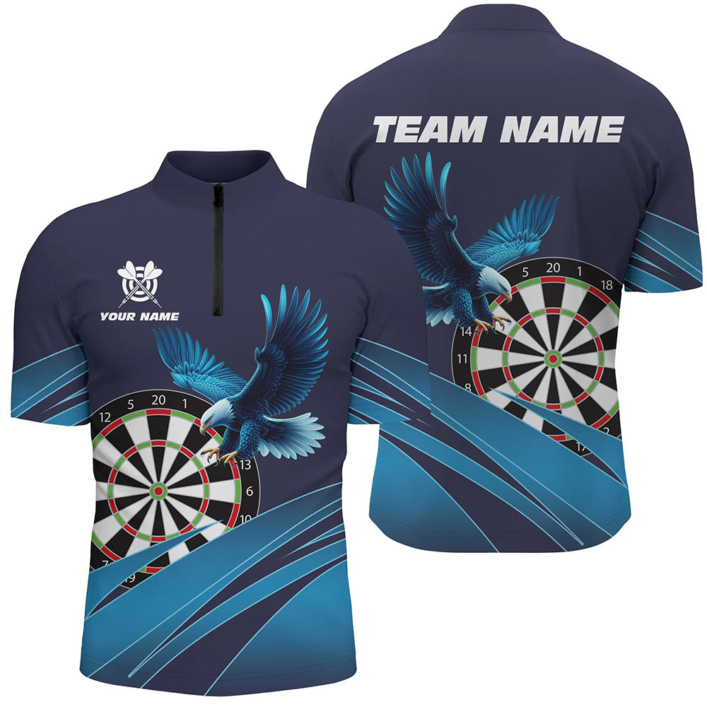 Personalized Darts Board Eagle Blue Darts Men Quarter-Zip Custom Darts Team