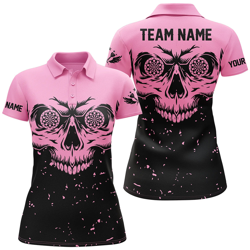 Customized Grunge Pink Black Skull Darts Men and Quarter-Zip, Team League Darts