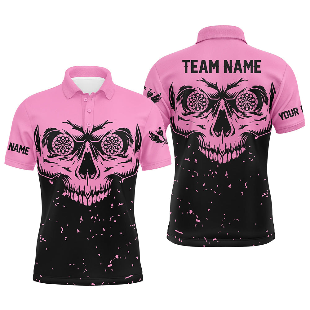Customized Grunge Pink Black Skull Darts Men and Quarter-Zip, Team League Darts