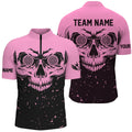 Customized Grunge Pink Black Skull Darts Men and Quarter-Zip, Team League Darts