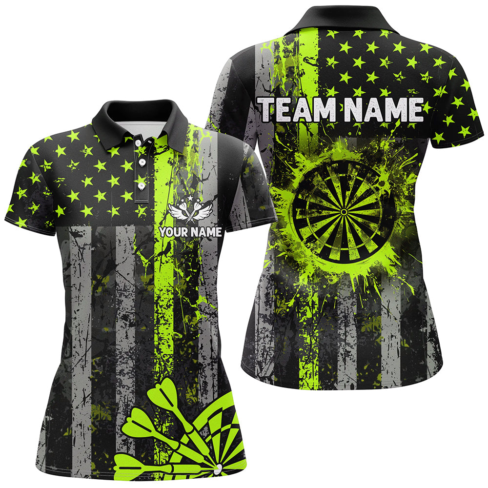 Custom Green Neon Grunge US Flag Patriotic Dart, Retro Darts Board Darts Team