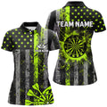 Custom Green Neon Grunge US Flag Patriotic Dart, Retro Darts Board Darts Team