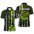 Custom Green Neon Grunge US Flag Patriotic Dart, Retro Darts Board Darts Team
