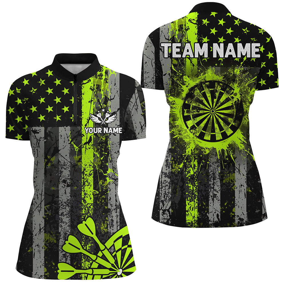 Custom Green Neon Grunge US Flag Patriotic Dart, Retro Darts Board Darts Team