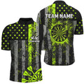 Custom Green Neon Grunge US Flag Patriotic Dart, Retro Darts Board Darts Team