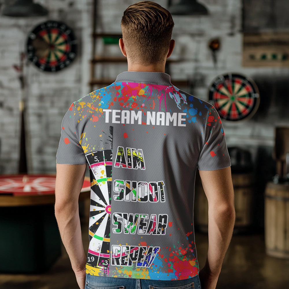 Funny Dartboards Colorful Paint Aim Shoot Swear Repeat Custom Men Darts, Dart |Grey