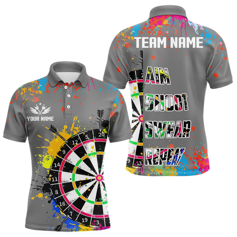 Funny Dartboards Colorful Paint Aim Shoot Swear Repeat Custom Men Darts, Dart |Grey