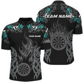 Personalized Darts Tournament Custom Dartboard Fire Flame Darts |Turquoise