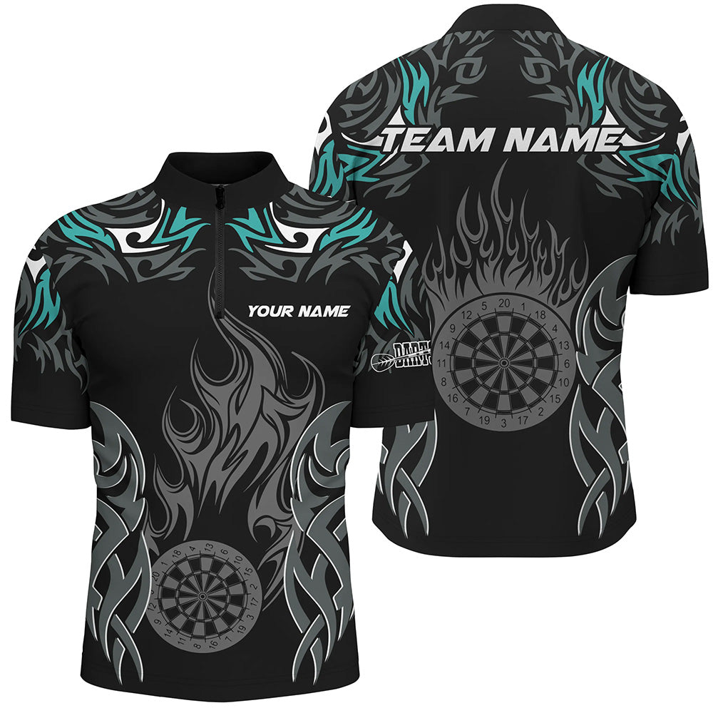 Personalized Darts Tournament Custom Dartboard Fire Flame Darts |Turquoise