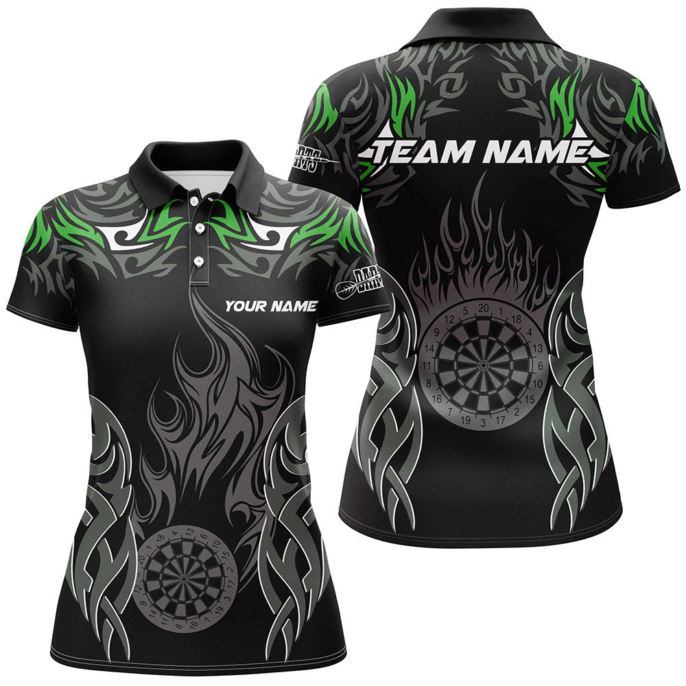 Personalized Darts Tournament Custom Dartboard Fire Flame Darts Team | Green