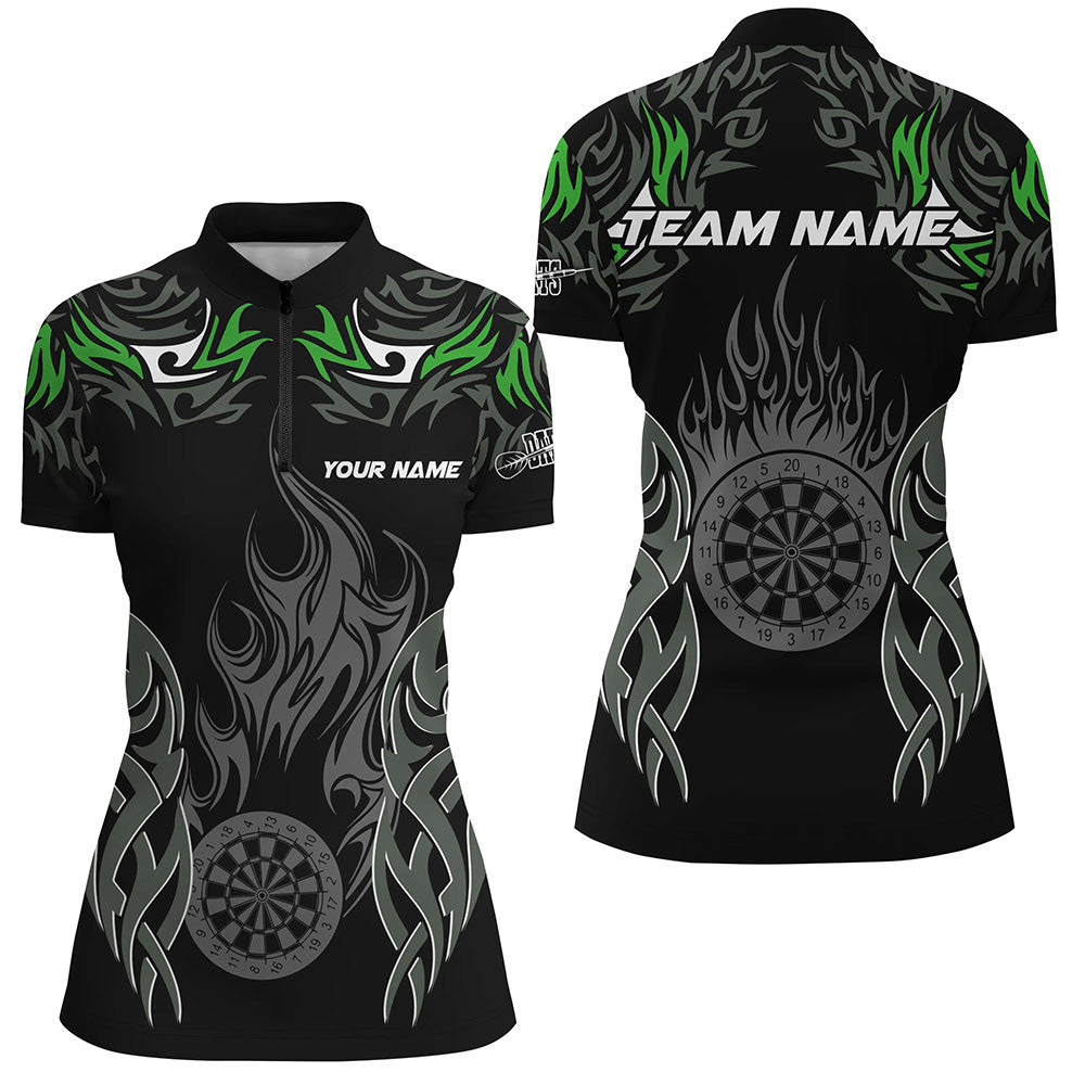 Personalized Darts Tournament Custom Dartboard Fire Flame Darts Team | Green