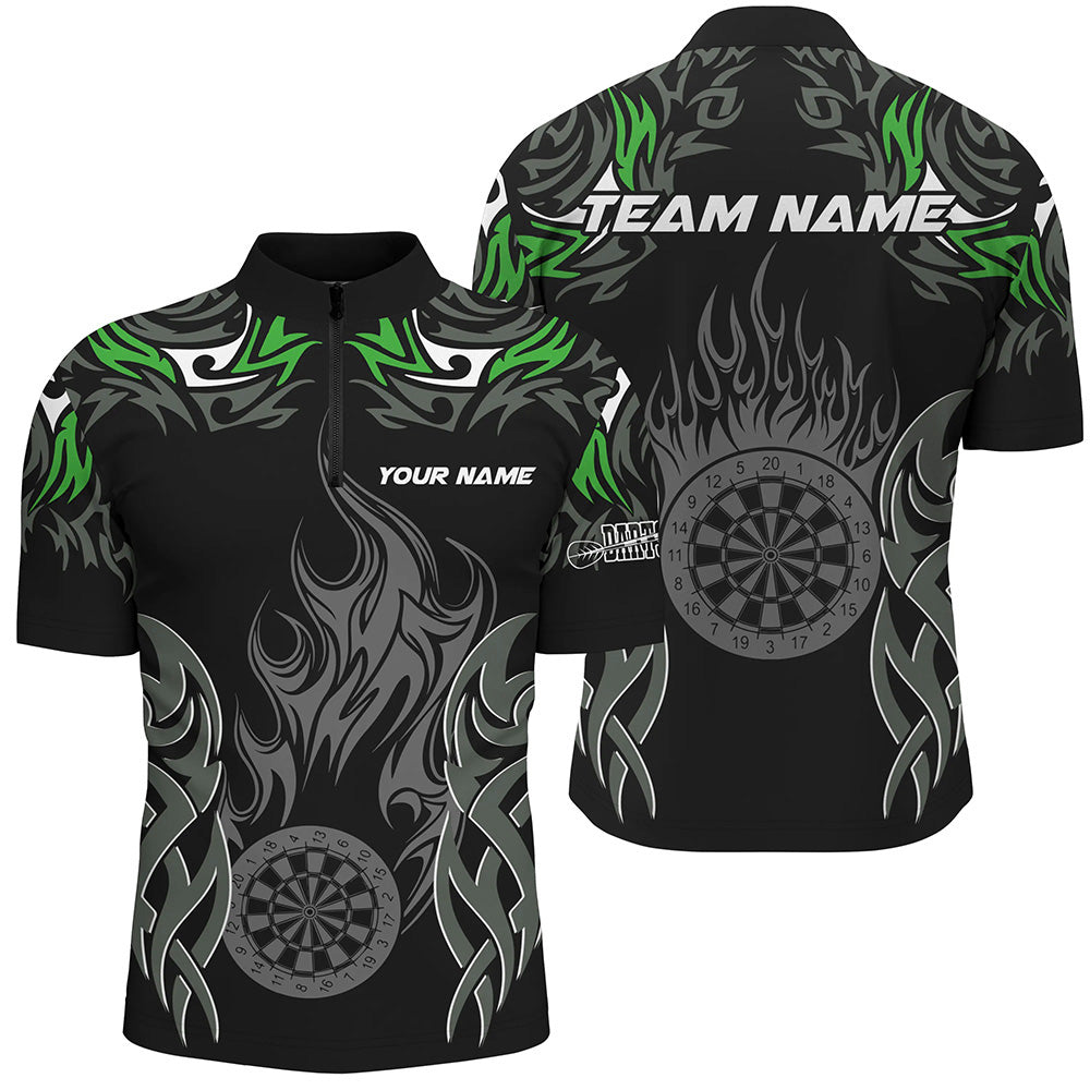 Personalized Darts Tournament Custom Dartboard Fire Flame Darts Team | Green
