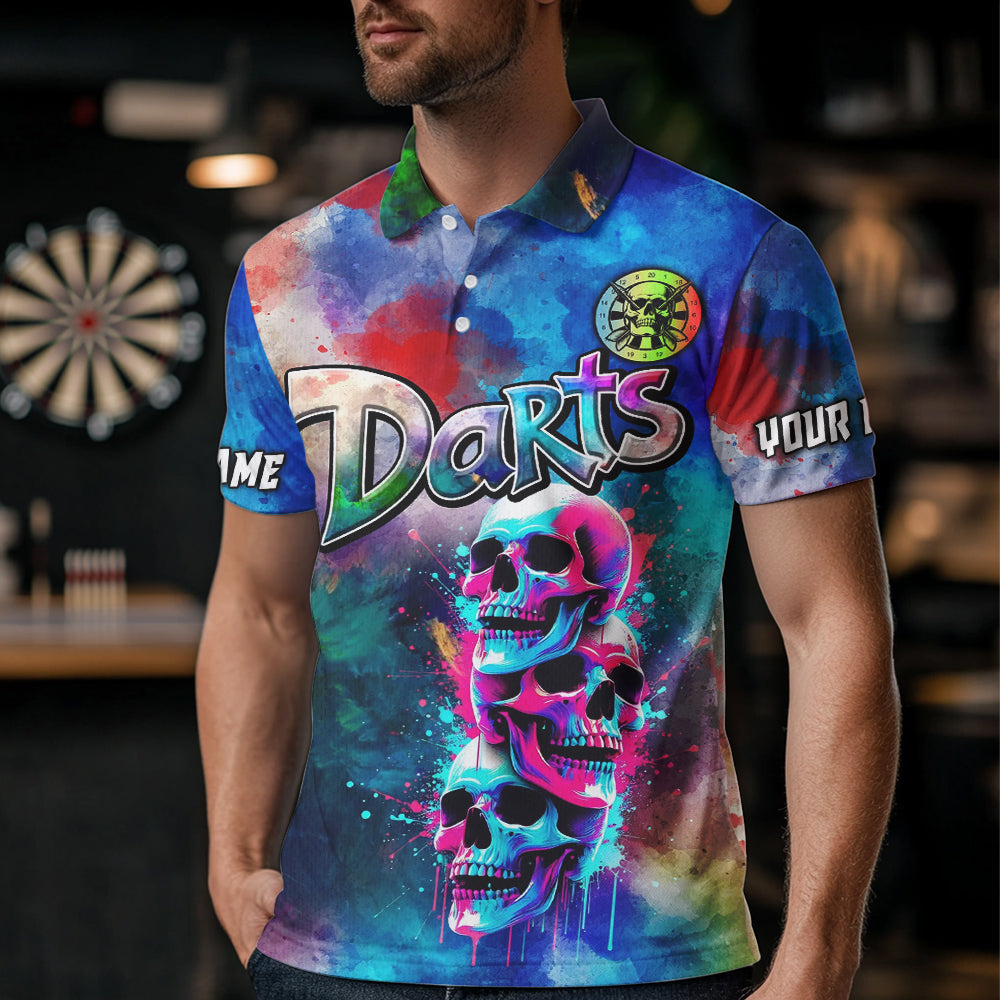 Funny Colorful Neon Graffiti Skull Dart Custom Dart, Best Darts Clothing