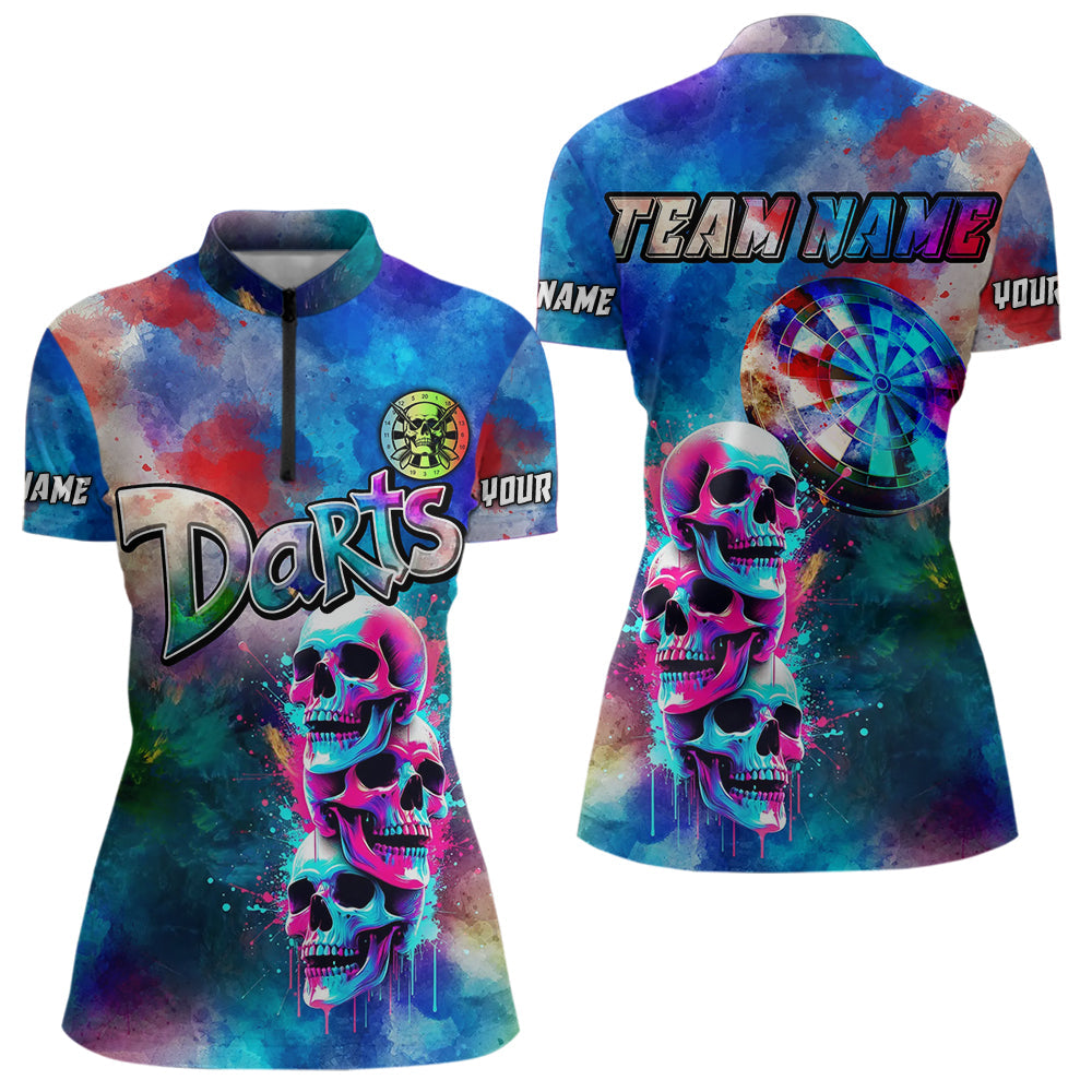 Funny Colorful Neon Graffiti Skull Dart Custom Dart, Best Darts Clothing