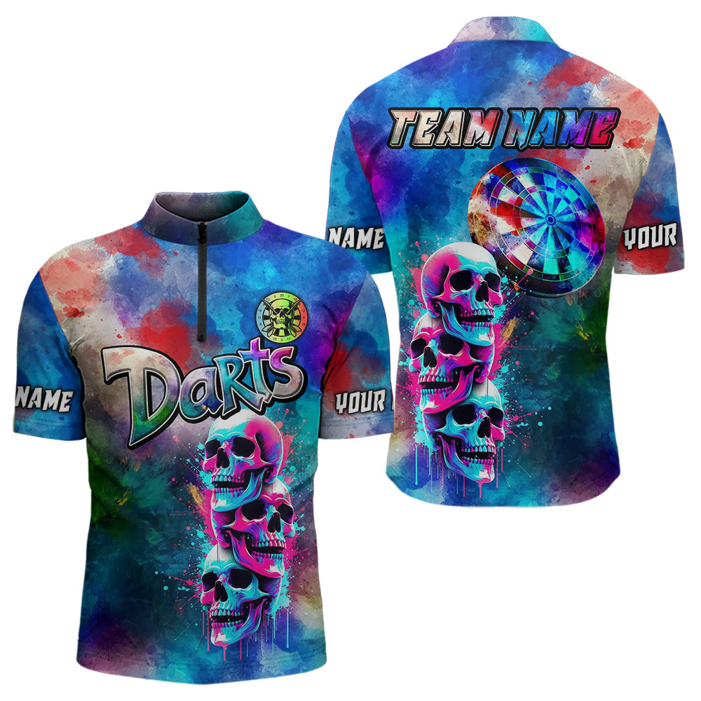 Funny Colorful Neon Graffiti Skull Dart Custom Dart, Best Darts Clothing